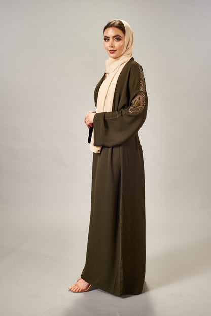 Olena Olive embroidered Abaya